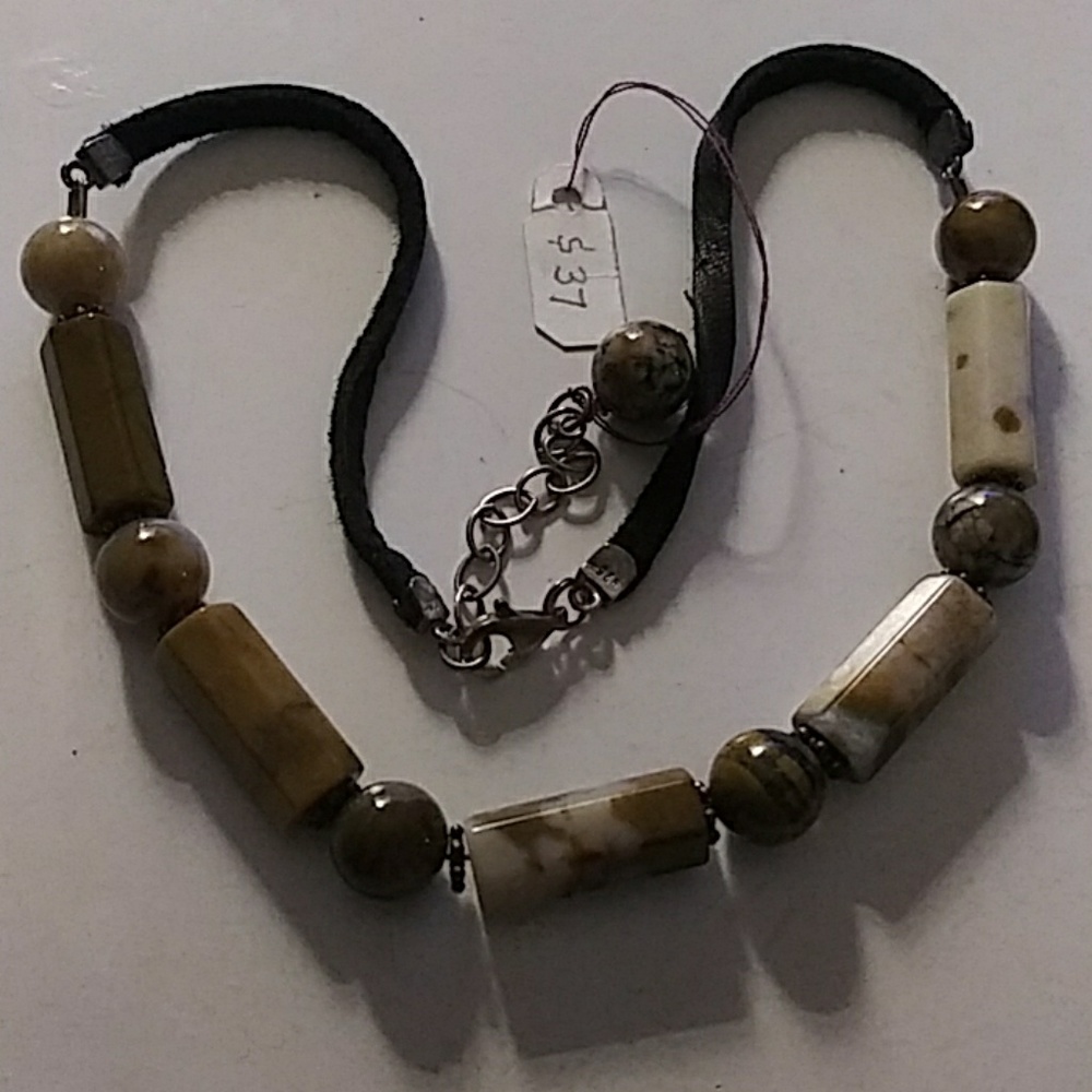 Quartz and Leather Choker
